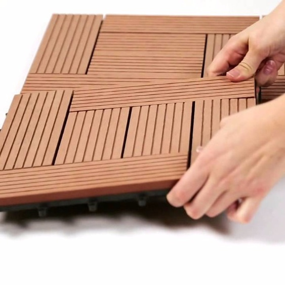 2019 hot sale outdoor interlocking wpc floor diy deck tiles/sports flooring/rubber wood floor decking