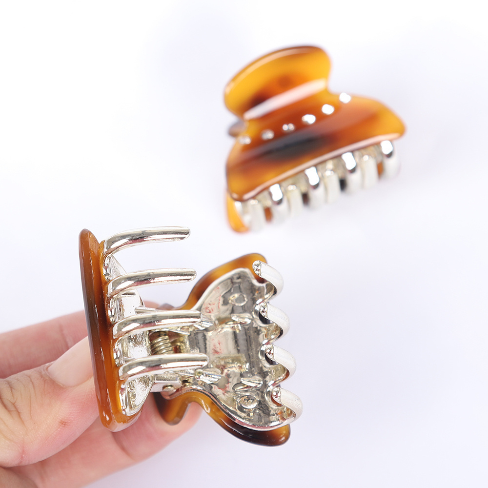 Luxury Rhinestone Gold Bead Acrylic Acetate Barrettes Small Crab Hair Clamp Hair Claw Clips