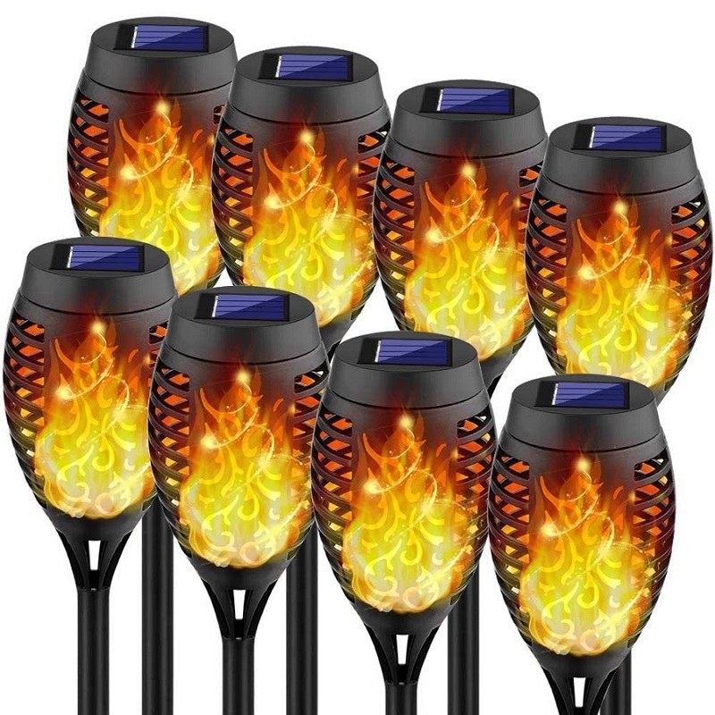 Factory wholesale LED solar flame lights outdoor waterproof dynamic garden lawn lights courtyard landscape torch lights