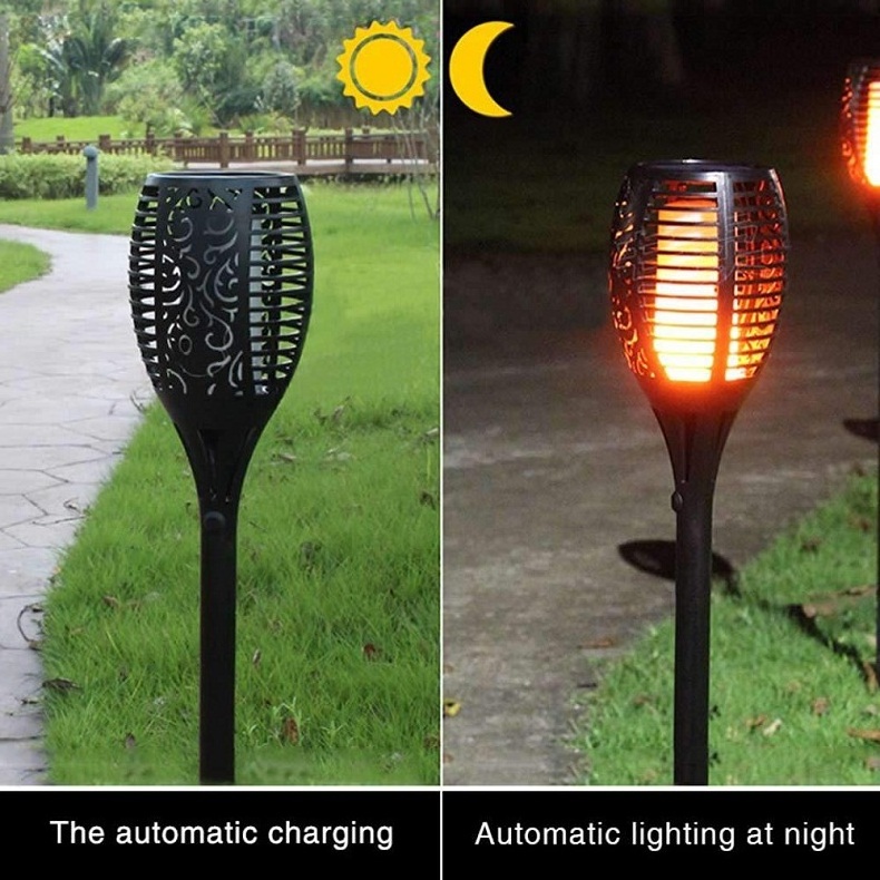 Outdoor Home Park Courtyard Solar Intelligent Light Control Induction ABS Lamp Body Lawn Lamp LED Solar Flame Lamp