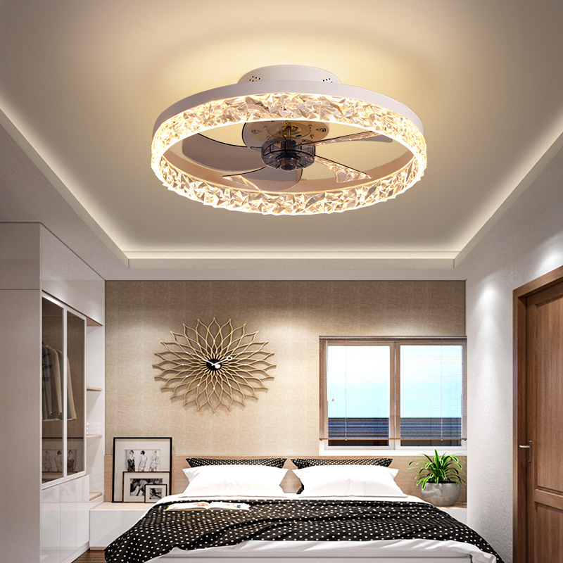 Circular bedroom ceiling fan light Modern restaurant balcony variable frequency fan light