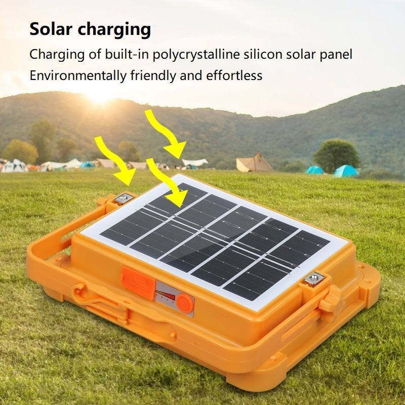 Solar outdoor floodlight portable and convenient camping emergency warning lighting stall setting USB charging light