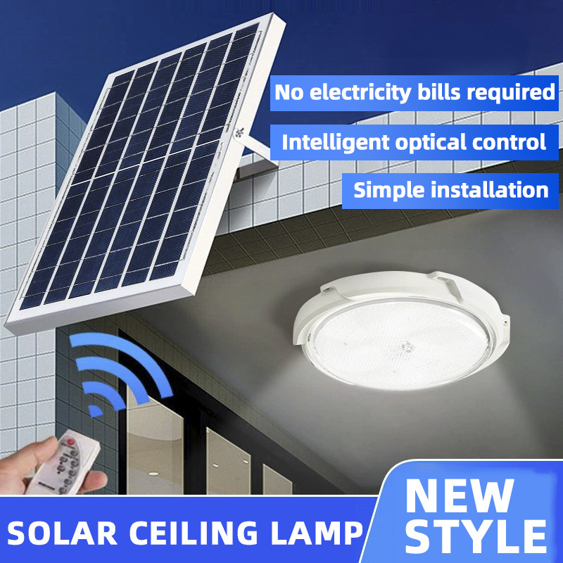 Rural Household Indoor High Power Courtyard Light Automatic Illumination Induction LED Solar Ceiling Light at Darkness