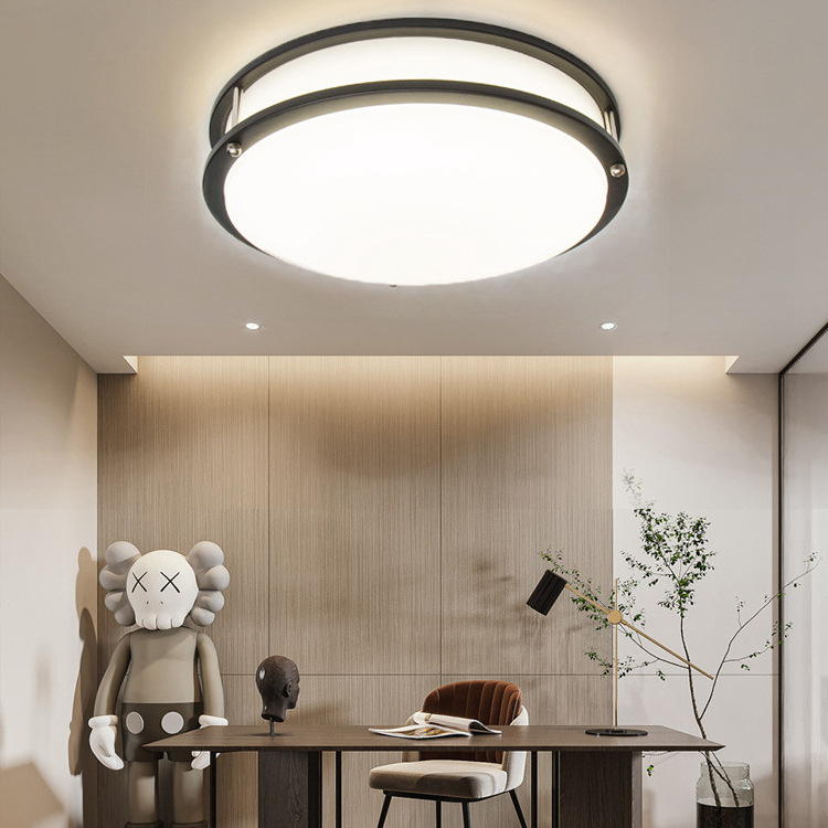 nordic design lamp flush mounted project hotel lighting Double Ring led light Modern Brush Nickel Dimmable LED Ceiling Light