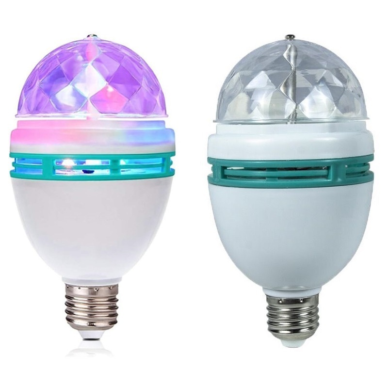 Christmas Day Dance Table Lamp 360 Rotation E27 RGB LED Crystal Magic Ball Bulb 3W Color Bulb