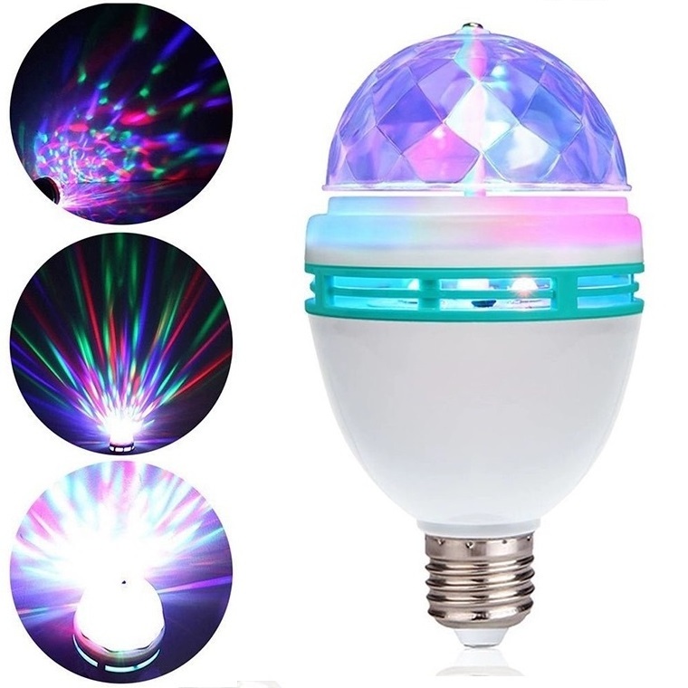 Christmas Day Dance Table Lamp 360 Rotation E27 RGB LED Crystal Magic Ball Bulb 3W Color Bulb