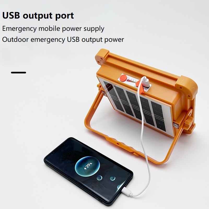 Solar Outdoor Camping Portable Super Bright Charging Floodlight Extra Long Range Emergency Lighting Portable Light