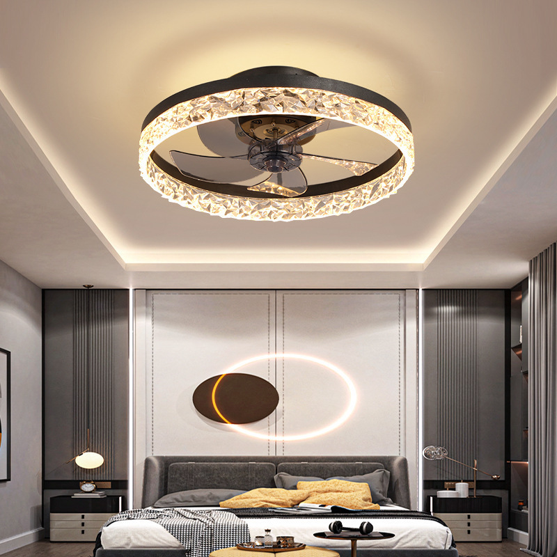 Circular bedroom ceiling fan light Modern restaurant balcony variable frequency fan light