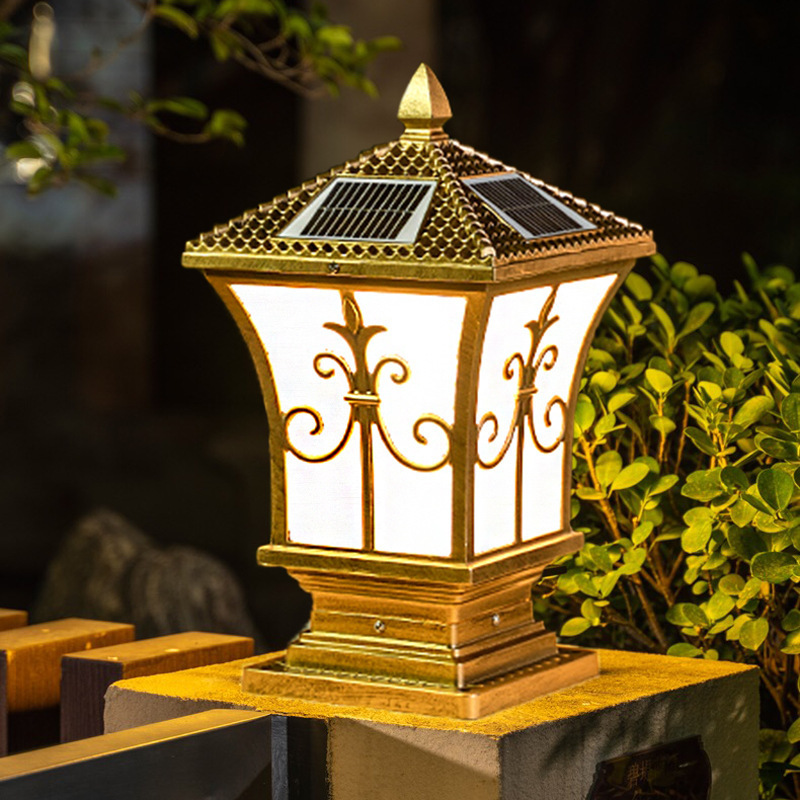 LED illuminated garden villa gate column light outdoor induction courtyard wall light solar column head light