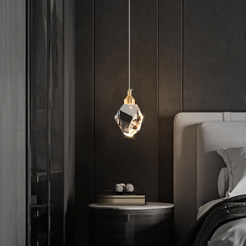 Bedroom crystal light modern and minimalist hallway LED chandelier household bedside chandelier