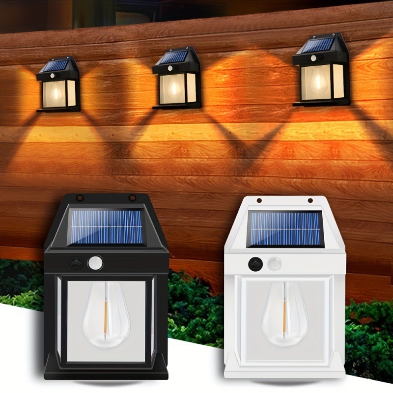 Solar tungsten filament lamp villa garden courtyard outdoor decorative lamp waterproof human sensing wall lamp