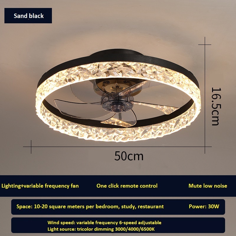 Circular bedroom ceiling fan light Modern restaurant balcony variable frequency fan light