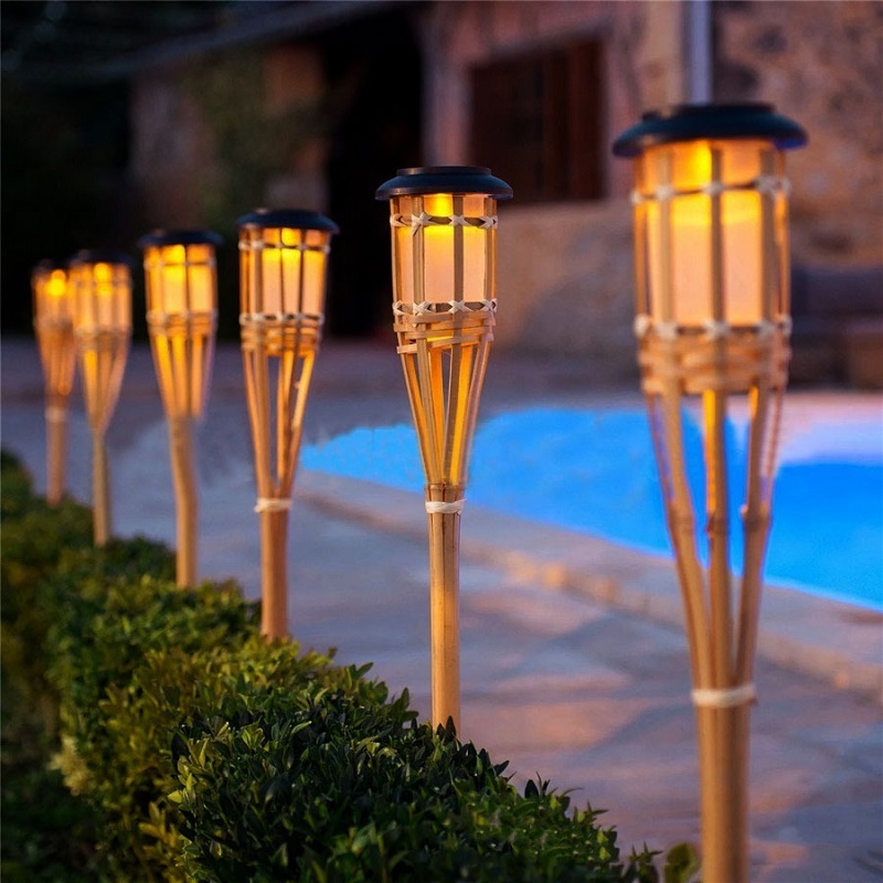 LED solar simulation bamboo torch light outdoor lawn landscape light courtyard solar garden light