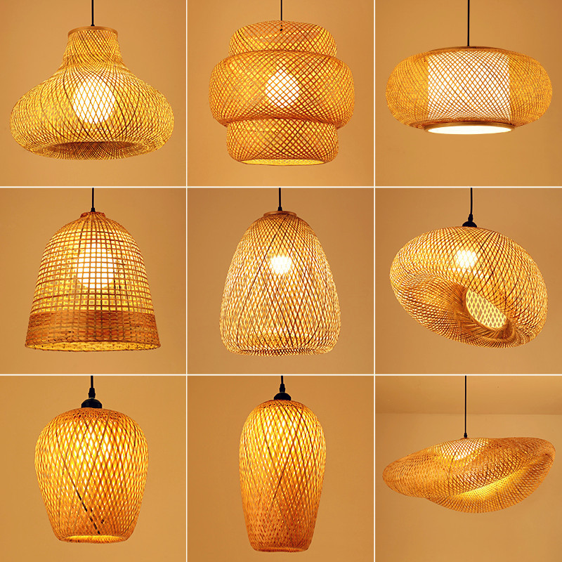 Tea House Zen Hotel Lighting fixtures Japanese creative rural homestay rattan woven chandelier