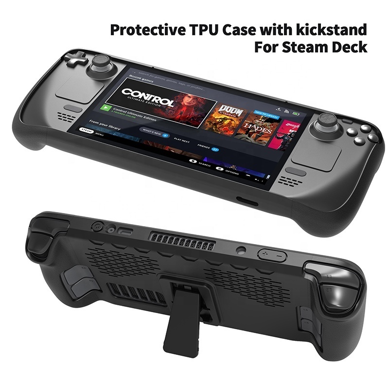 7 In 1 Case Set For Steam Deck TPU Cover With Kickstand Include Touchpad Button Sticker Set Game Accessories JYS-SD009