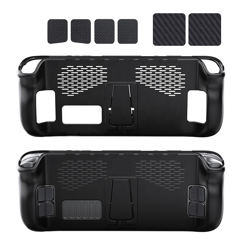 7 In 1 Case Set For Steam Deck TPU Cover With Kickstand Include Touchpad Button Sticker Set Game Accessories JYS-SD009