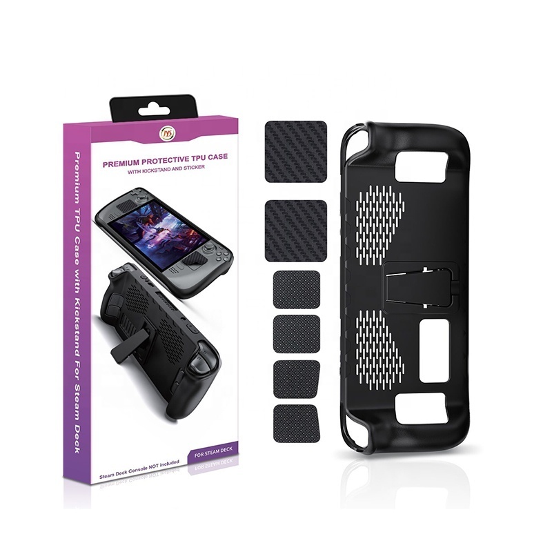 7 In 1 Case Set For Steam Deck TPU Cover With Kickstand Include Touchpad Button Sticker Set Game Accessories JYS-SD009