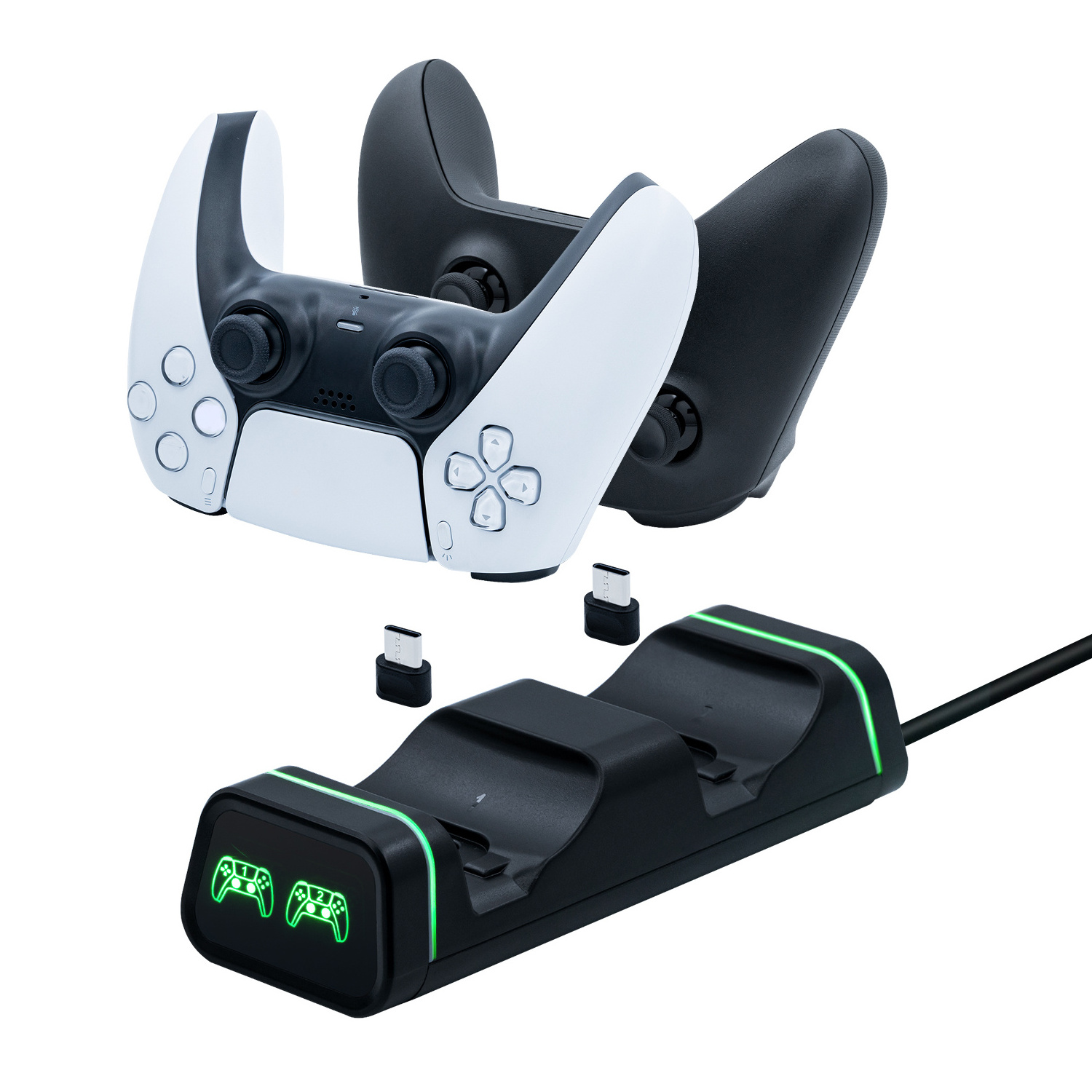 TYX-0613 Dual Controller Charging Dock Cable Charger For PS5/Xboxes Elite 2/Series S/X/Switch Pro/Google Gamepad