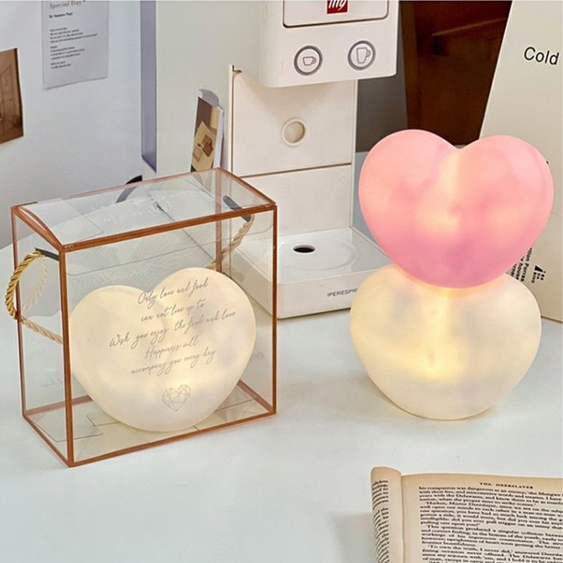 Love Heart Moon Lamp Button Battery Powered Creative Heart LED 3D Light Romantic Wedding Pink Night Lights Valentine's Day Gift