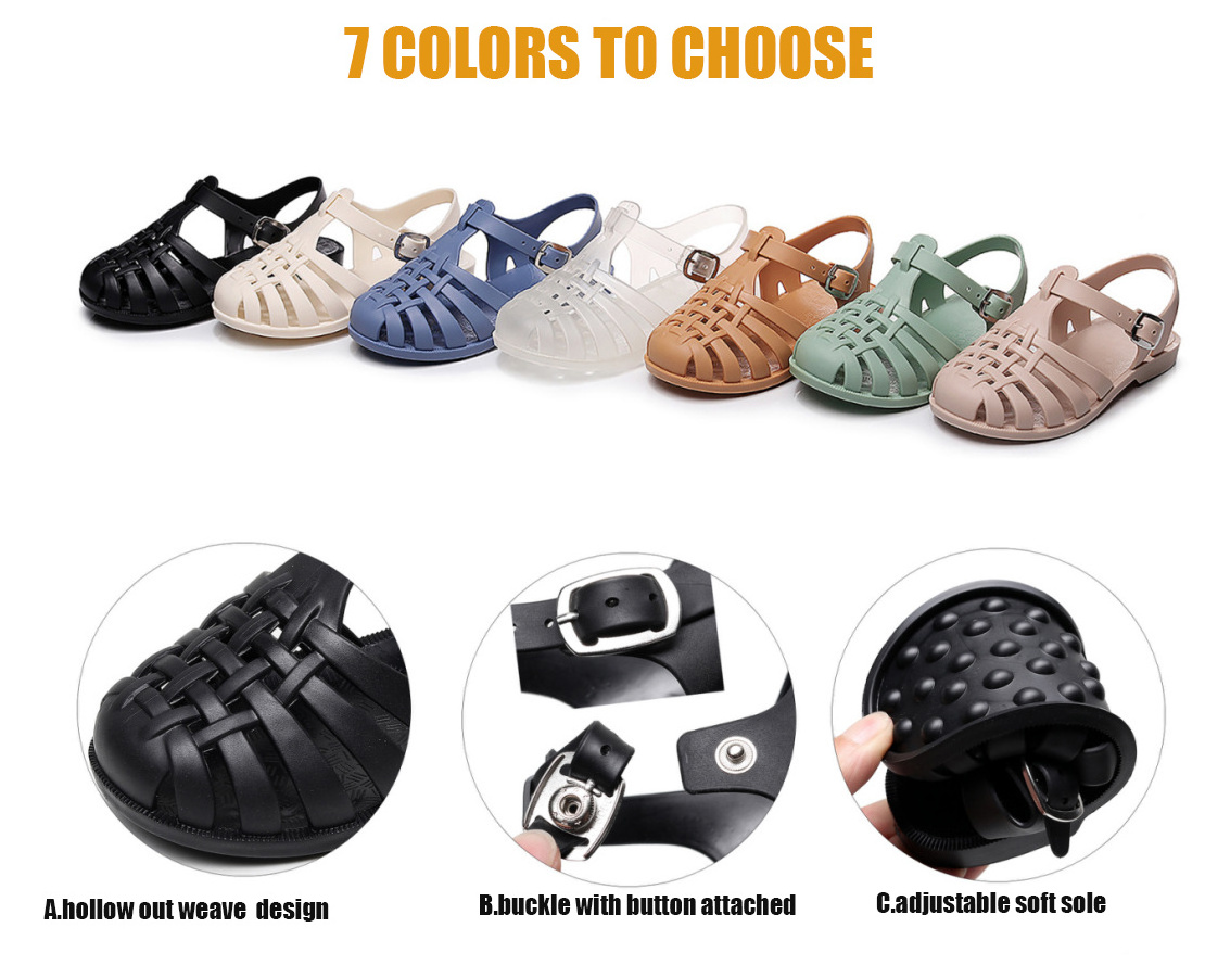 Kids Fashion Shoes PVC light weight clear cute unisex outdoor Jelly Sandals Toddler gladiator beach Soft Flat Shoes