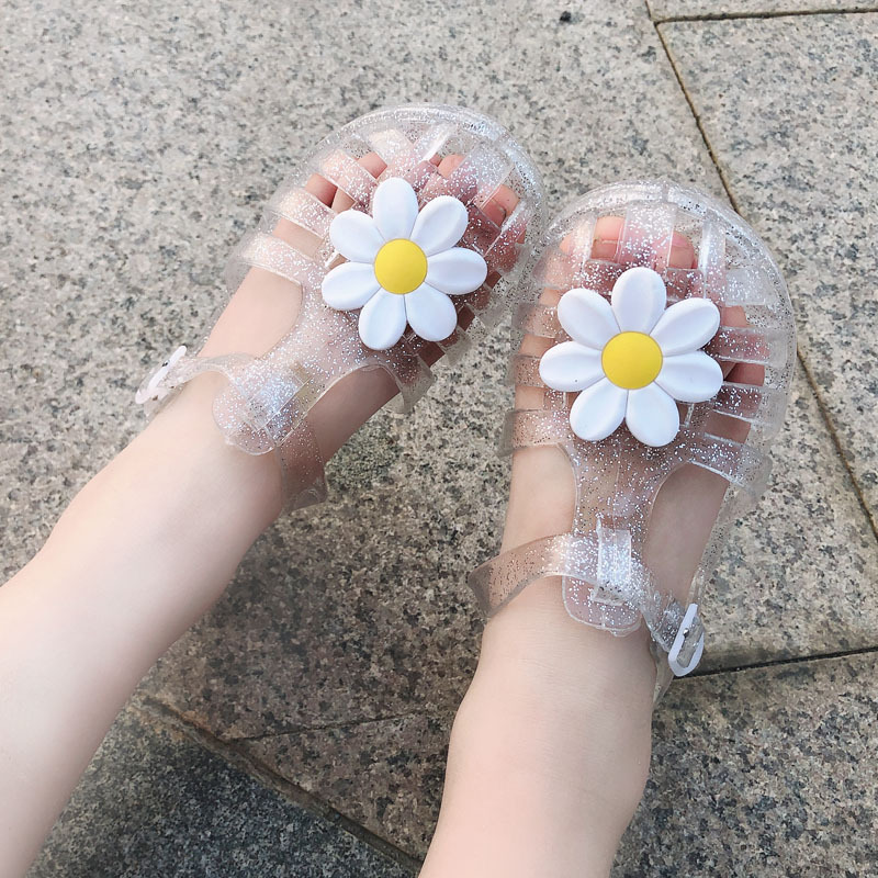 Optional Colors wholesale factory price flower heart shape outdoor beach pvc girls Kids children Jelly Sandals