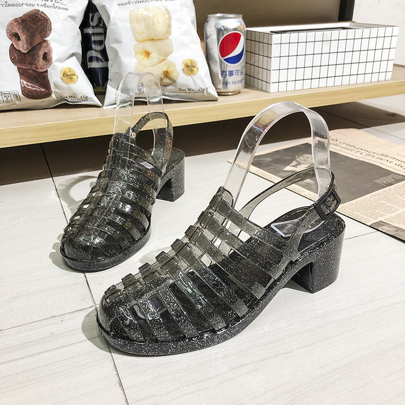 Neon clear sandals deals