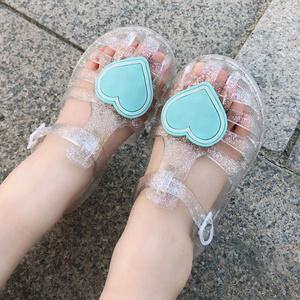 Optional Colors wholesale factory price flower heart shape outdoor beach pvc girls Kids children Jelly Sandals