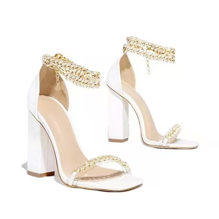 2023 New Rhinestone Shiny Senior Ladies Bridal Shoes Fine Heel Anti-slip Simple Elegant Ladies Wedding Shoes Retro Women's Shoes