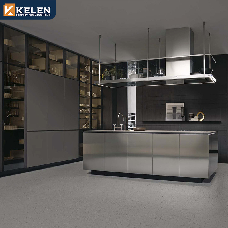 Kelen 2024 modular door custom ss made in china aluminum outdoor kitchens 304 stainless steel kitchen cabinet