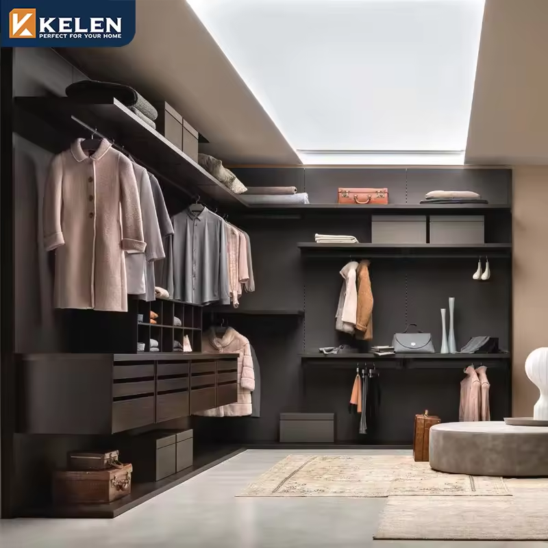 Kelen 2024 custom modern mdf furniture bedroom walk-in wardrobe walk in wardrobe design wood armoire closet wardrobes