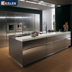 Kelen 2024 Latest Modern Kitchen stainless steel Designs Custom Modular Modern Stainless Steel outdoor Kitchen Cabinets