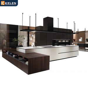 KELEN 2024 kitchen customization cabinet supplier stainless steel outdoor modular wall modern wood furniture kitchen cabinet