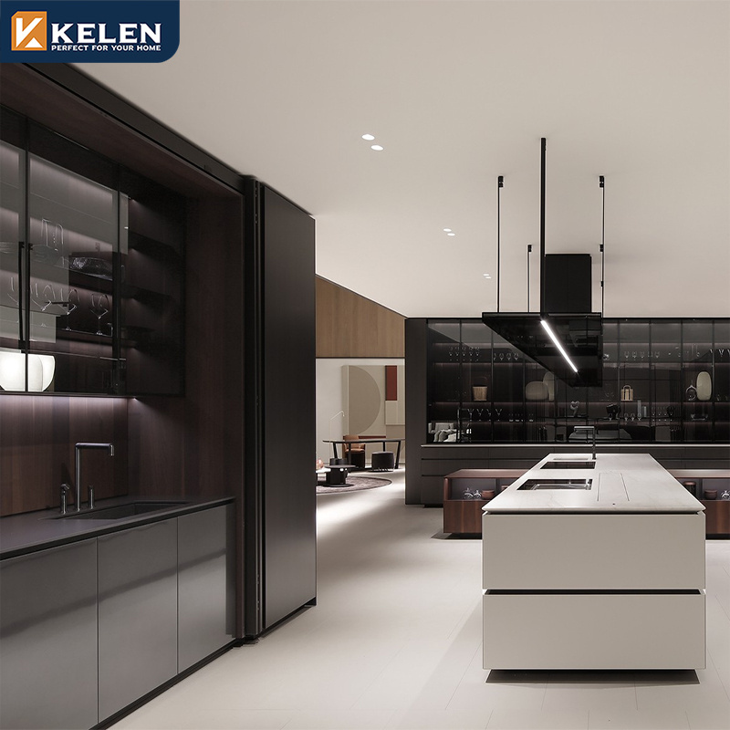 KELEN 2024 kitchen customization cabinet supplier stainless steel outdoor modular wall modern wood furniture kitchen cabinet