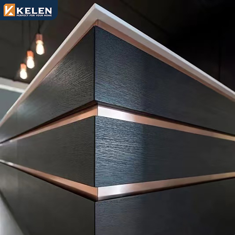 Kelen 2024 luxury modern modular kitchen design wooden furniture pvc door panel economic wood wall wholesale kitchen cabinet