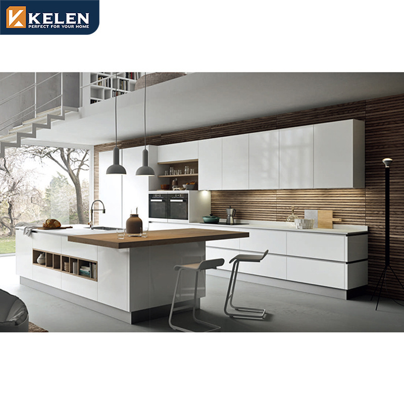 KELEN 2024 design kitchen cabinet set supplier full modular modern quartz wood furniture pantry white kitchen cabinet