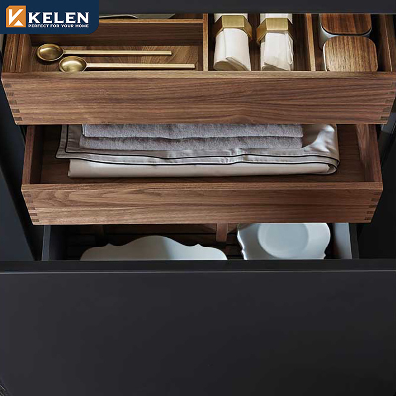 Kelen 2024 wood modern kitchen cabinets supplier  pantry wholesale wood grey kitchen cabinet for custom prefab houses