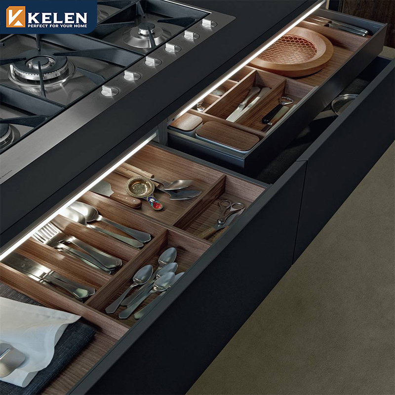 Kelen 2024 luxury modern modular kitchen design wooden furniture pvc door panel economic wood wall wholesale kitchen cabinet