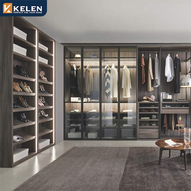 Kelen 2024 popular gray shaker door wardrobe bedroom furniture for home cloth Shelf closets para habitacion