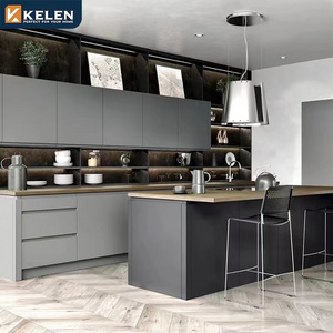 Kelen 2024 wood modern kitchen cabinets supplier  pantry wholesale wood grey kitchen cabinet for custom prefab houses