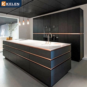 Kelen 2024 luxury modern modular kitchen design wooden furniture pvc door panel economic wood wall wholesale kitchen cabinet