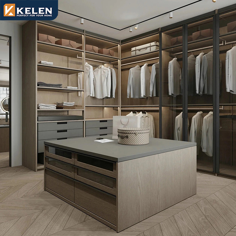 Kelen 2024 popular gray shaker door wardrobe bedroom furniture for home cloth Shelf closets para habitacion