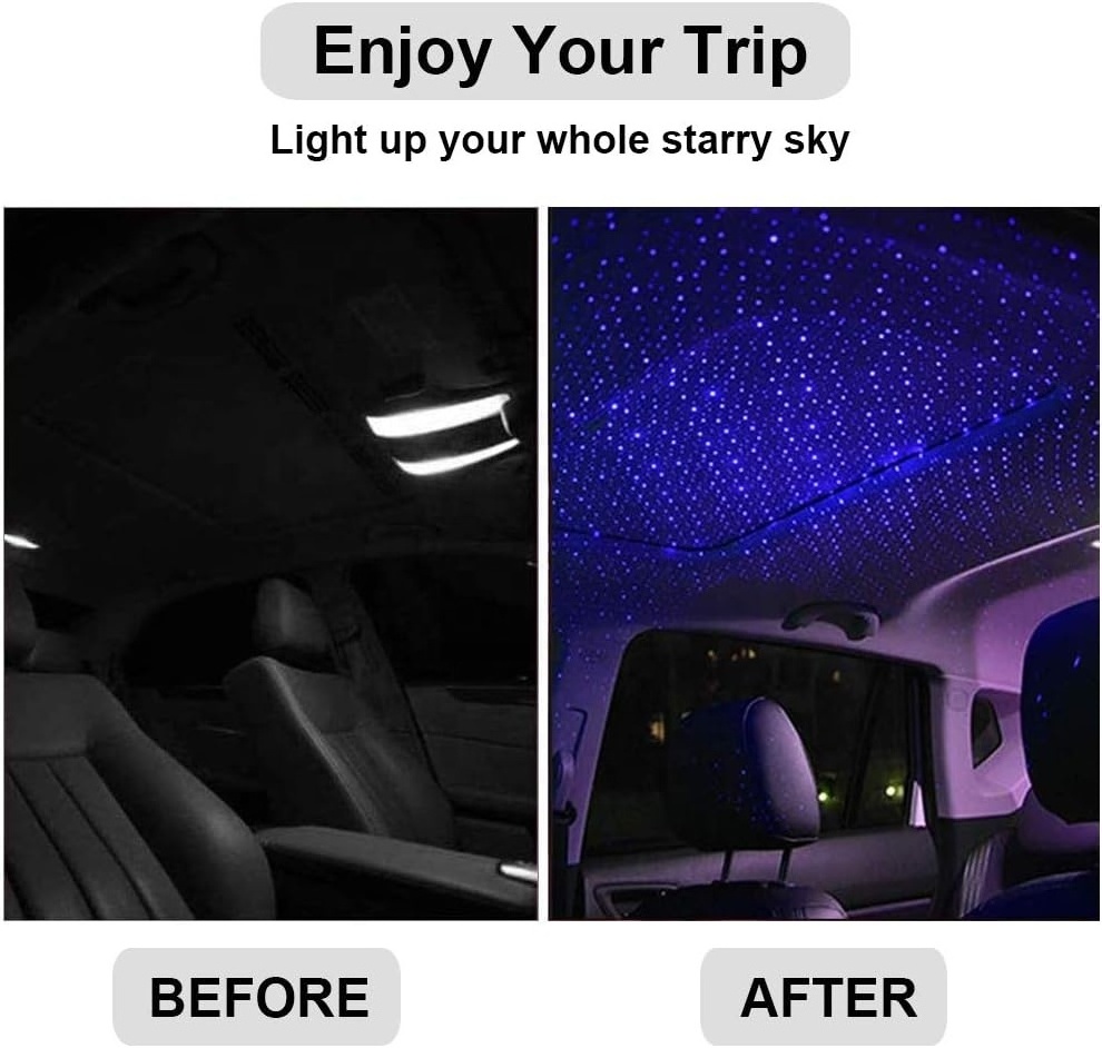 Car Roof Star Light Interior LED Starry Laser Atmosphere Ambient Projector USB Auto Decoration Lights Star Light For Car