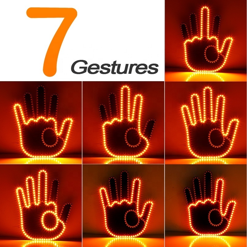 Car lights decoration middle funny car finger light with remote fun gesture led hand signal car