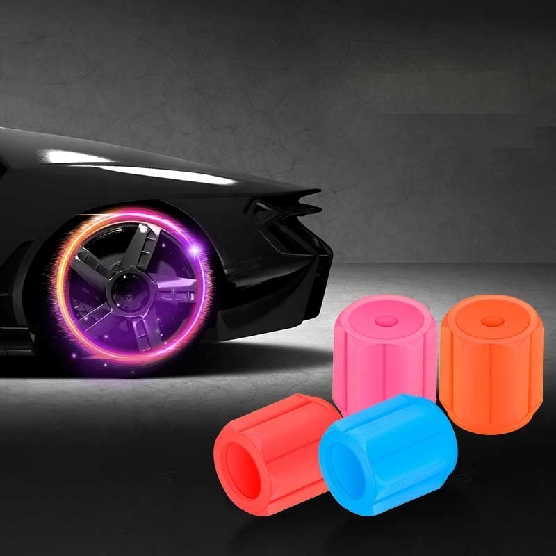 Universal Luminous Tire Valve Cap Car Wheel Hub Glowing Car Tire Valve Cap Car Valve Caps for Motorcycle Bike