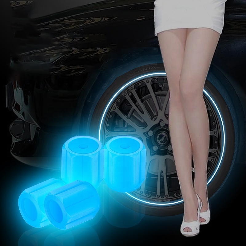 Universal Luminous Tire Valve Cap Car Wheel Hub Glowing Car Tire Valve Cap Car Valve Caps for Motorcycle Bike