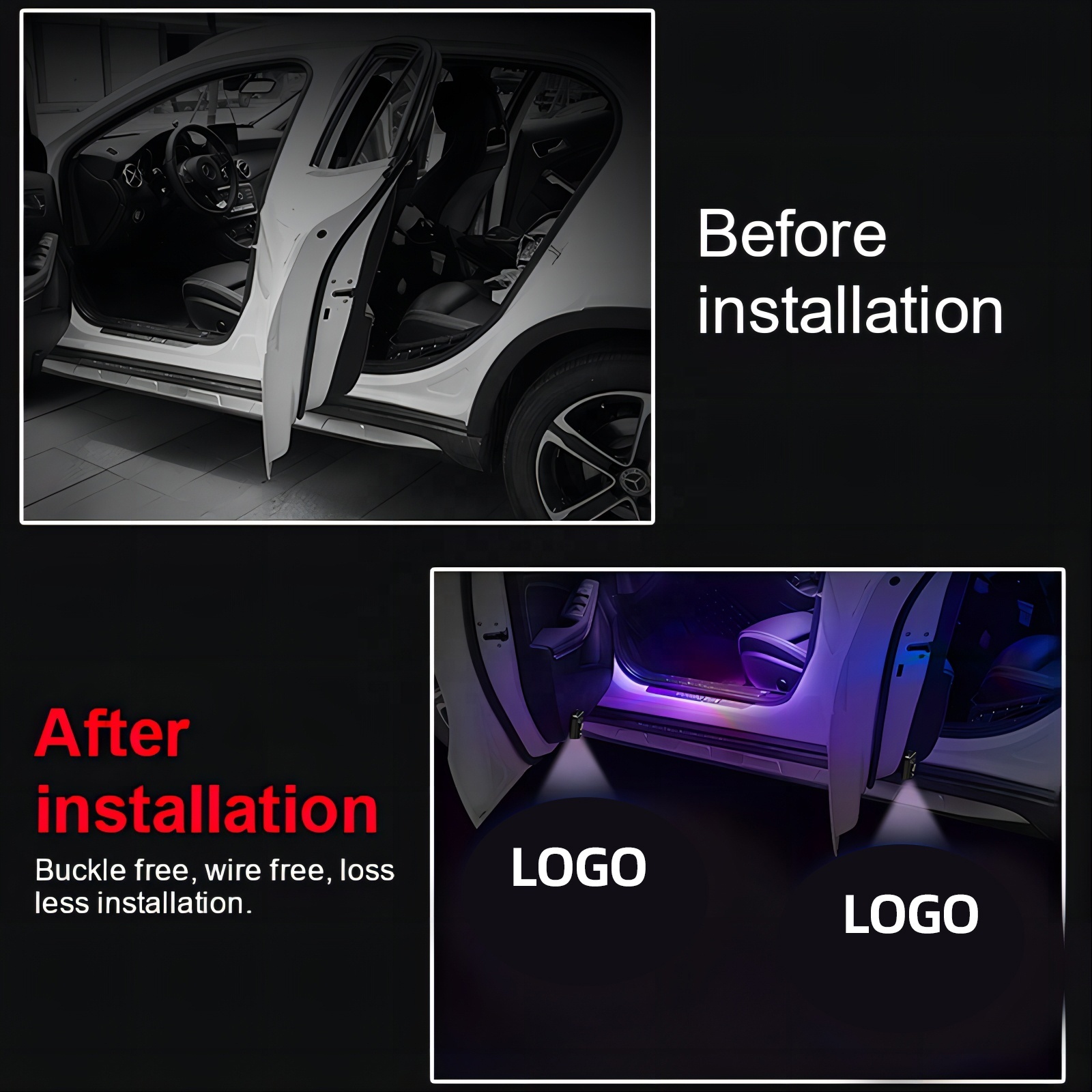 Factory Custom 2 pcs Car Decoration Welcome Logo Light Led Car Door Light Hd 3d Ghost Shadow LED Logo Projector Welcome Lights