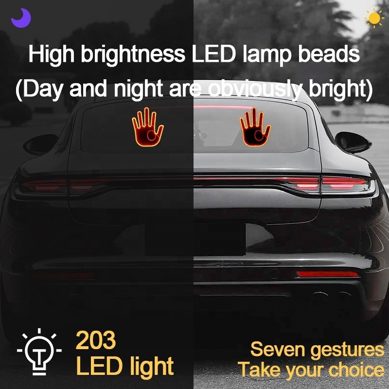 Car lights decoration middle funny car finger light with remote fun gesture led hand signal car