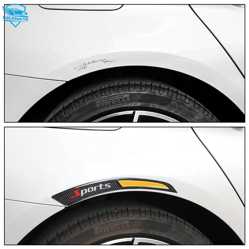 2PCS Anti-Collision Strips Warning Reflective Stickers Car Reflective Stickers Reflective Bumper Wheel Eyebrow Fender Stickers