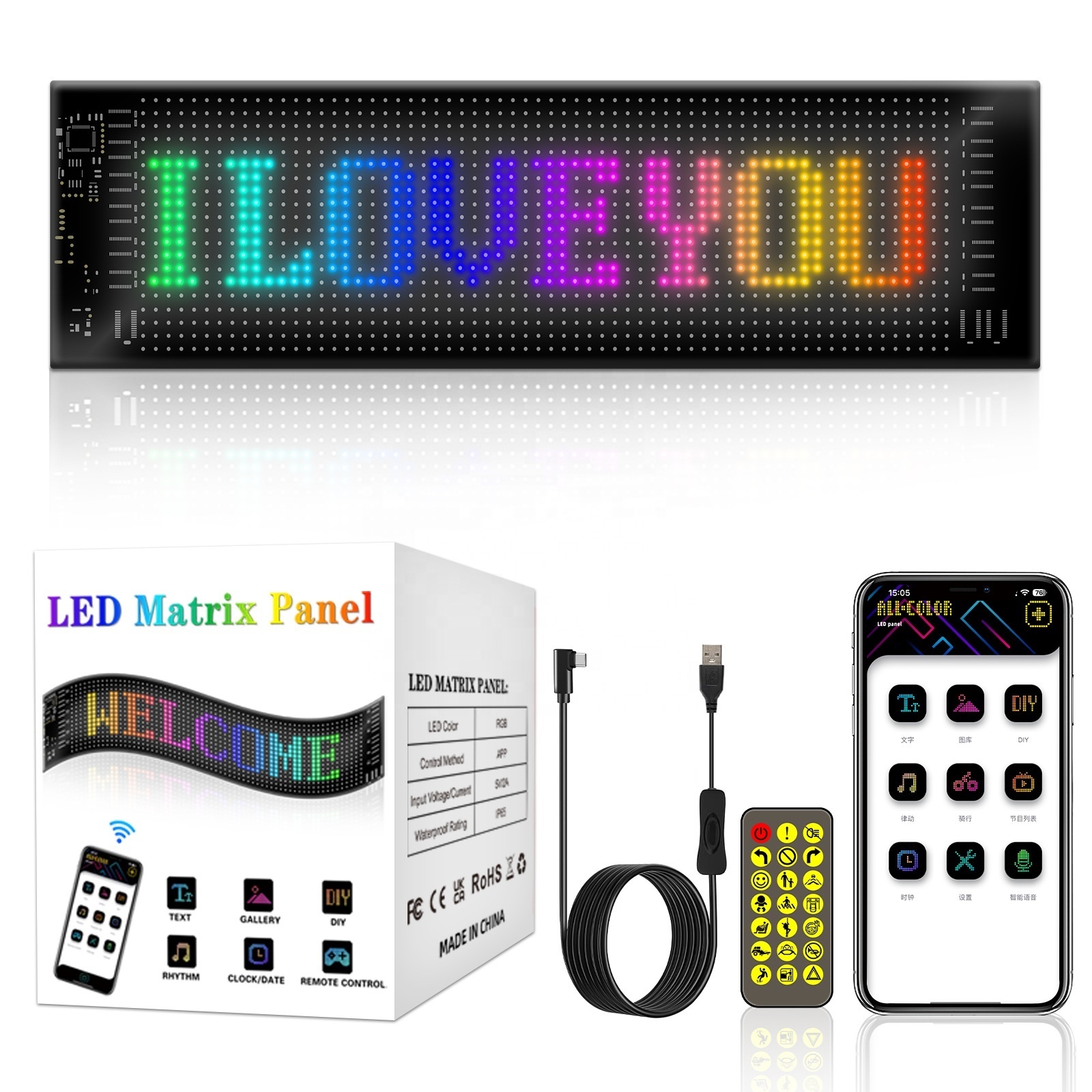 App Control Flexible LED Sign Board Scrolling Car LED Sign Display Digital LED Matrix Panel Customizable Led Display For Cars