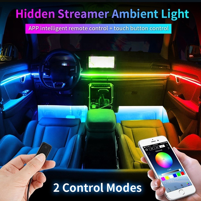 Acrylic Chasing RGB Auto Atmosphere Light LED Strip Interior Decorative  APP Control Car Ambient Light Kit Neon Car Lights